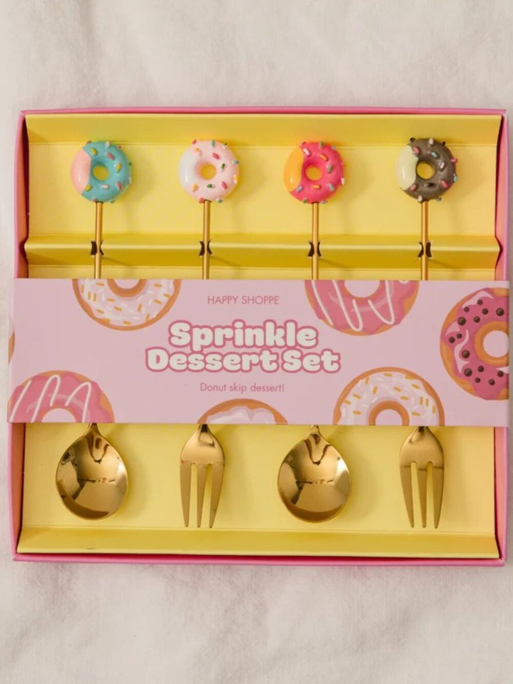 Happy Shoppe Sprinkle Dessert Set Donut Dessert Forks - Pastel